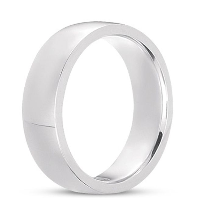 14k White Gold Comfort Fit White Wedding Band (7.0 mm) - JewelryNest