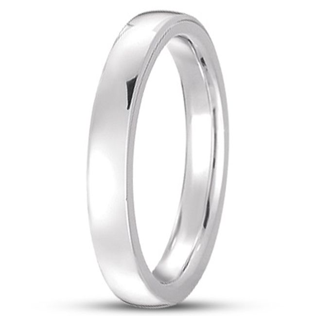 14k White Gold Dome Comfort Fit Milligrain Wedding Band (2.0.mm) - JewelryNest