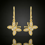 14k Gold Diamond Dangle Mini Butterfly Earrings (0.12.ct.tw) - JewelryNest
