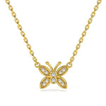 14k Solid Gold Diamond Mini Butterfly Necklace (0.06.ct.tw) - JewelryNest