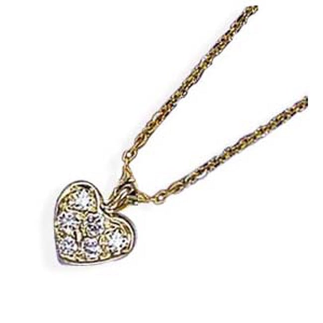 14k Yellow Gold Diamond Mini Heart - Shaped Necklace (0.06.ct.tw) - JewelryNest