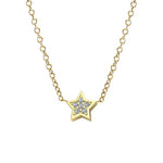 14k Yellow Solid Gold Diamond Mini Star Necklace (0.06.ct.tw) - JewelryNest