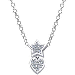14k White Reversible Mini Star - Heart Diamond Necklace (0.12.ct.tw) - JewelryNest