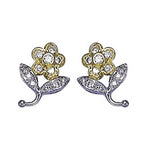 14k Solid Gold Diamond Mini Daisy Leaf Earrings (0.20.ct.tw) - JewelryNest