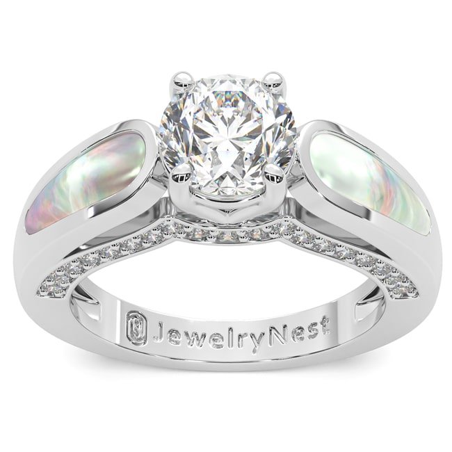 14K Lab - Grown Diamond Mother - Of - Pearl Engagement Ring (1.34.cts.tw) - JewelryNest
