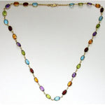 14k Gold Oval Multi Stone By The Yard Necklace (36.0.cts.tw) - JewelryNest