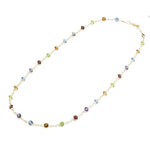 14k Gold Multi Stone By The Yard Necklace (7.25.cts.tw) - JewelryNest