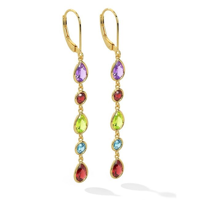 14k Multi - Gems Chandelier Drop Earrings (7.0.cts.tw) - JewelryNest