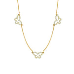 14k Gold Small Triple Butterfly Diamond Necklace (0.48.ct.tw) - JewelryNest