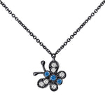 14k White - Blue Diamond Black Ruthenium Butterfly Necklace (0.33.ct.tw) - JewelryNest