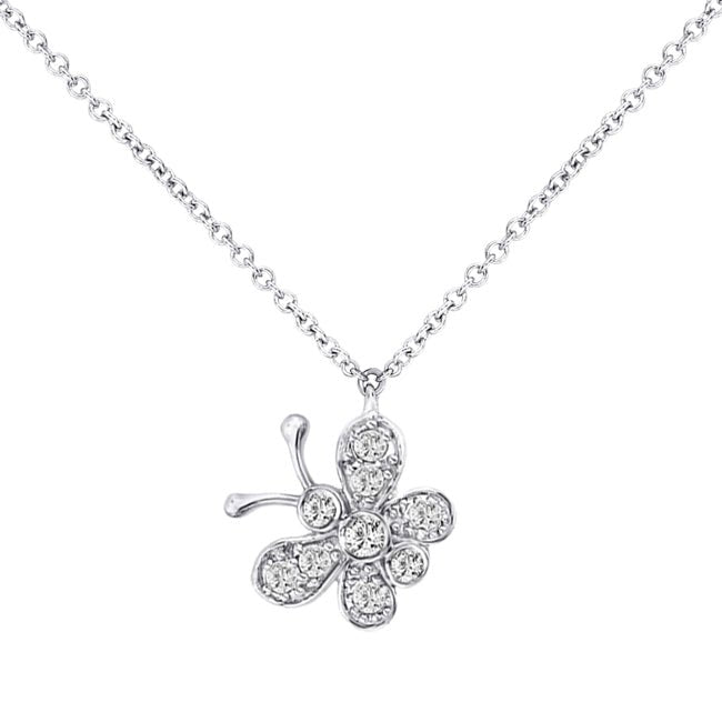 14k White Gold Butterfly Diamond Necklace (0.33.ct.tw) - JewelryNest