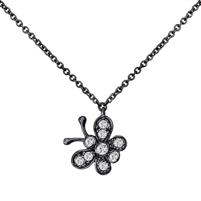 14k Diamond Butterfly Black Rhodium Necklace (0.33.ct.tw) - JewelryNest
