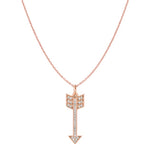 14k Pink Gold Diamond Arrow Necklace (0.17.ct.tw) - JewelryNest