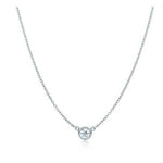 Bezel Set Round Diamond Solitaire Necklace (0.12.ct.tw) - JewelryNest