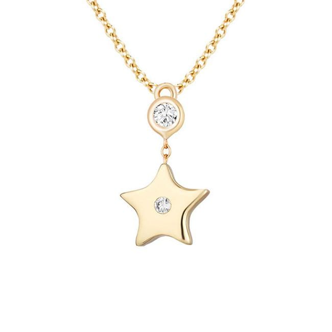 14k Yellow Gold Diamond Star Pendant Necklace (0.0.6.ct.tw) - JewelryNest