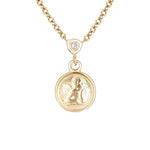 14k Solid Yellow Gold Mini Cherub Diamond Necklace (0.0.3.ct.tw) - JewelryNest