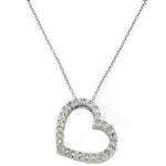 14k Solid Gold Diamond Open Heart - Shape Necklace (0.65.ct.tw) - JewelryNest