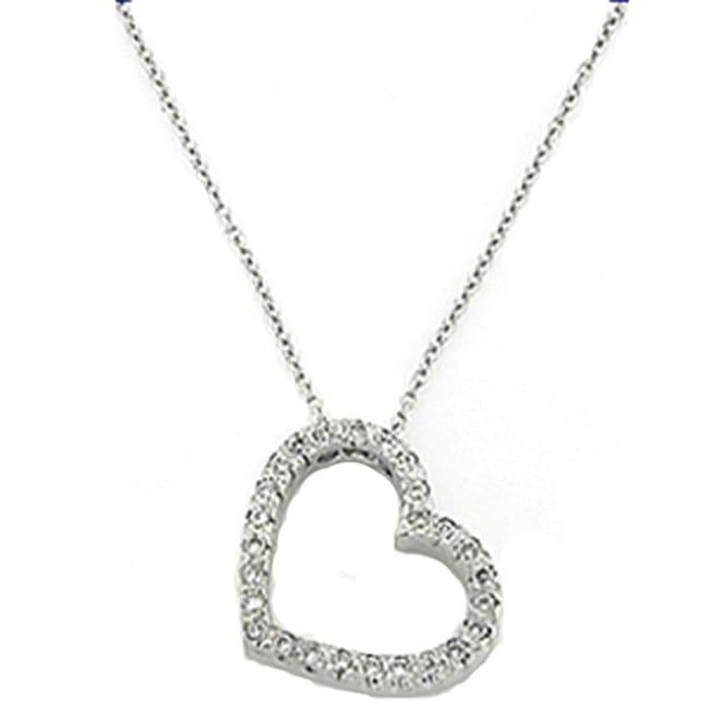 14k Solid Gold Diamond Open Heart - Shape Necklace (0.65.ct.tw) - JewelryNest