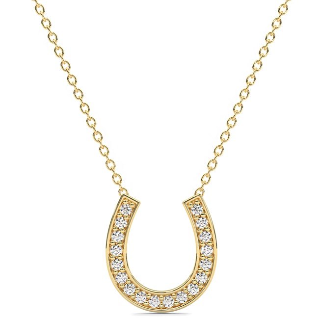 14k Yellow Horse - Shoe Lab - Created Diamond Pendant Necklace (0.36.ct.tw) - JewelryNest