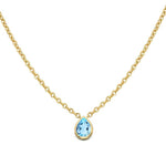 14k Gold Blue Topaz Teardrop Solitaire Necklace (1.5.cts.tw) - JewelryNest