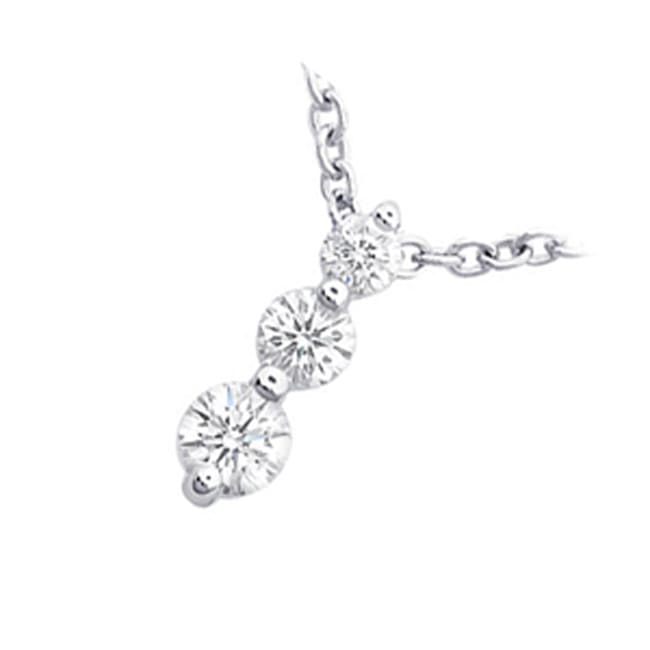 14k White Gold Three Stone Diamond Necklace (0.35.ct.tw) - JewelryNest