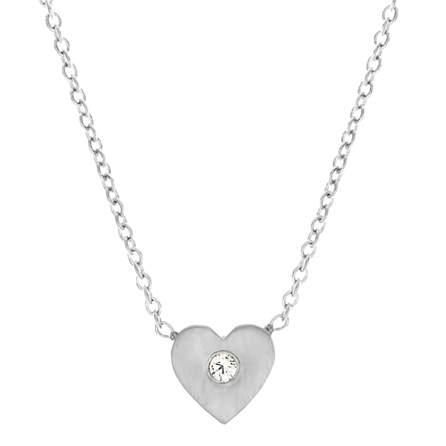 14k White Mini Heart - Shaped Diamond Necklace (0.02.ct.tw) - JewelryNest