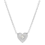 14k White Mini Heart - Shaped Diamond Necklace (0.02.ct.tw) - JewelryNest