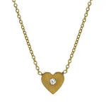 14k Yellow Gold Mini Diamond Heart - Shaped Necklace (0.02.ct.tw) - JewelryNest