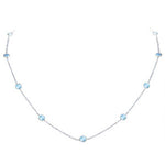 14k Gold Round Blue Topaz By The Yard Necklace (1.20.cts.tw) - JewelryNest
