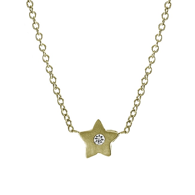 14k Solid Gold Diamond Mini Star Necklace (0.02. ct.tw) - JewelryNest