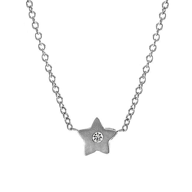 Sterling Silver Diamond MIni Star Necklace (0.02.ct.tw) - JewelryNest