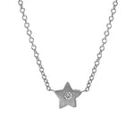 Sterling Silver Diamond MIni Star Necklace (0.02.ct.tw) - JewelryNest