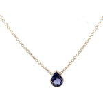 14k Solid Gold Pear - Shaped Iolite Solitaire Necklace (1.20.ct.tw) - JewelryNest