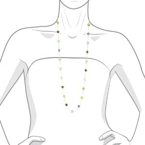 14k Checkerboard Fancy Rose - Cut Gemstone By The Yard Necklace (32.0.cts.tw) - JewelryNest