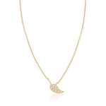 14K Yellow Gold Diamond Leaf Climber Necklace (0.16.ct.tw) - JewelryNest