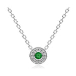 14k White Gold Diamond Emerald Donut Gallery Back Necklace (0.76.ct.tw) - JewelryNest