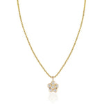 14k Solid Yellow Mini Diamond Flower Necklace (0.04.ct.tw) - JewelryNest