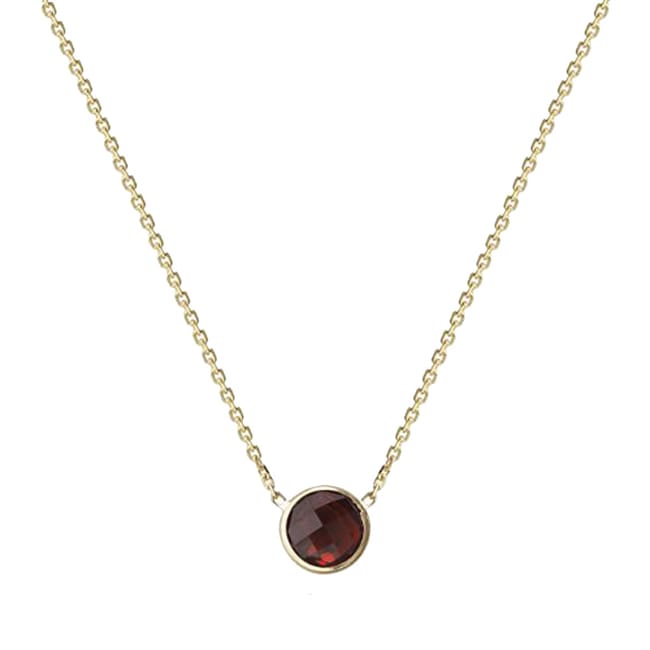 Checker Board Round Garnet Solitaire Necklace (1.0.ct.tw) - JewelryNest
