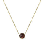 Checker Board Round Garnet Solitaire Necklace (1.0.ct.tw) - JewelryNest