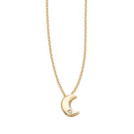 14k Solid Gold Half Moon Diamond Necklace (0.05.ct.tw) - JewelryNest