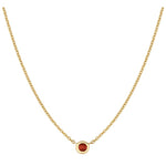 14k Round Solitaire Ruby Bezel Necklace (0.10.ct.tw) - JewelryNest