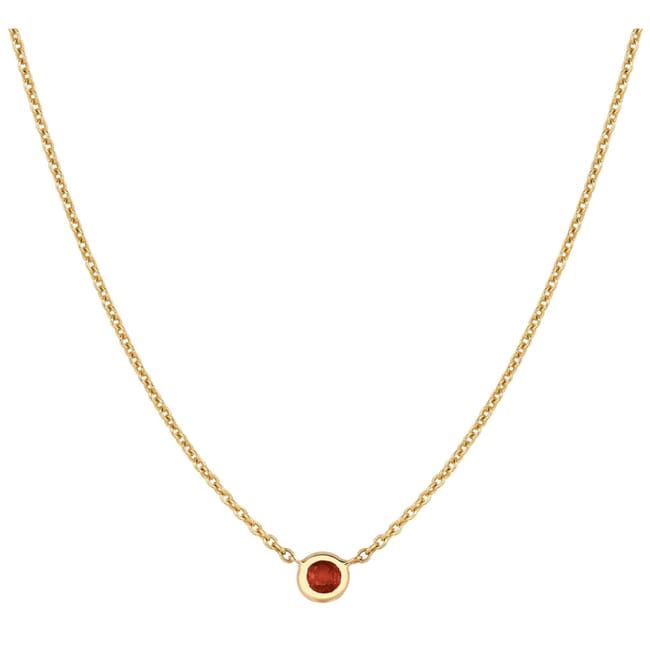 14k Round Solitaire Ruby Bezel Necklace (0.10.ct.tw) - JewelryNest