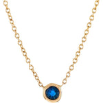 14k Solitaire Round Bezel Sapphire Necklace (0.20.ct.tw) - JewelryNest