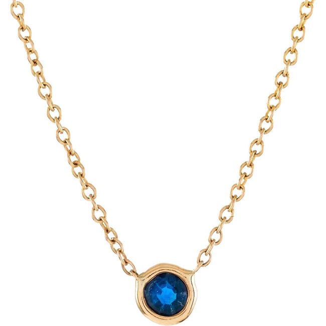14k Solitaire Round Bezel Sapphire Necklace (0.20.ct.tw) - JewelryNest