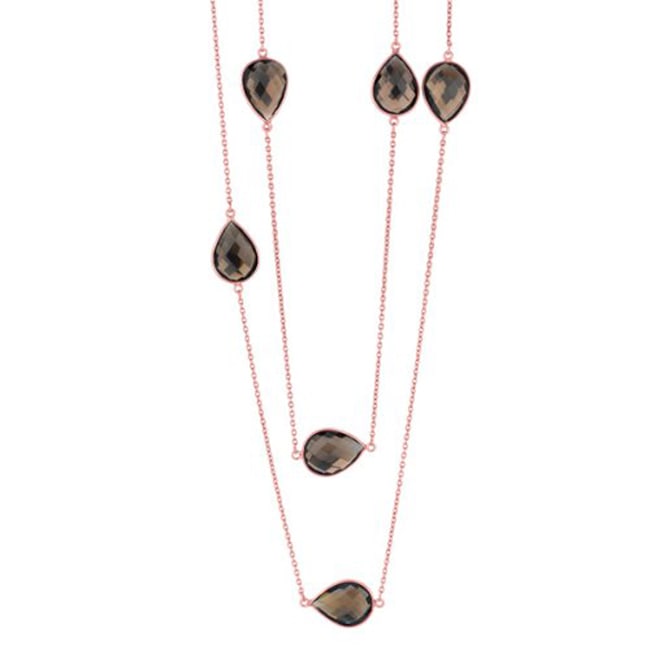 Rose Gold Silver Gems By The Yard Necklace (25.0.cts.tw) - JewelryNest