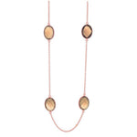 Rose Gold Silver Smoky Topaz By The Yard Necklace (32.0.cts.tw) - JewelryNest