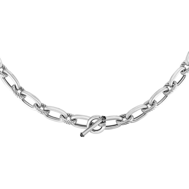 Sterling Silver Italian Cable Link Toggle Necklace (134.20.gr.tw) - JewelryNest