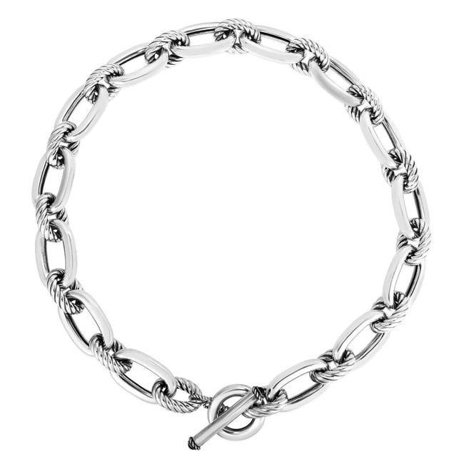 Sterling Silver Italian Cable Link Toggle Necklace (134.20.gr.tw) - JewelryNest
