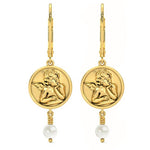 14k Solid Gold Large Angel Pearl Drop Earring (2.8 gr.tw) - JewelryNest