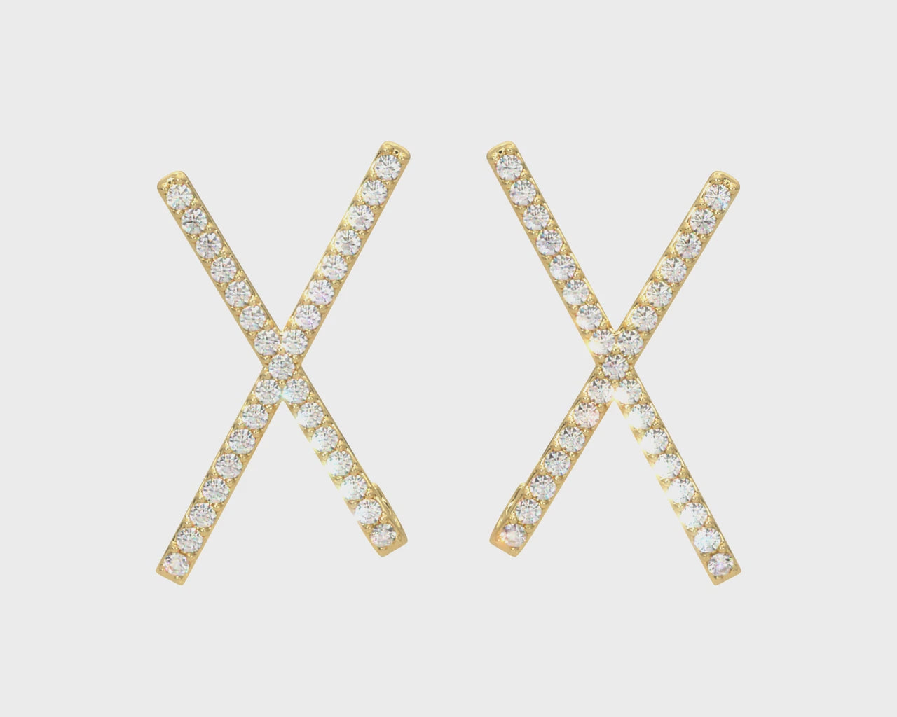14k Yellow Double Raw Diamond Criss Cross Earring Video